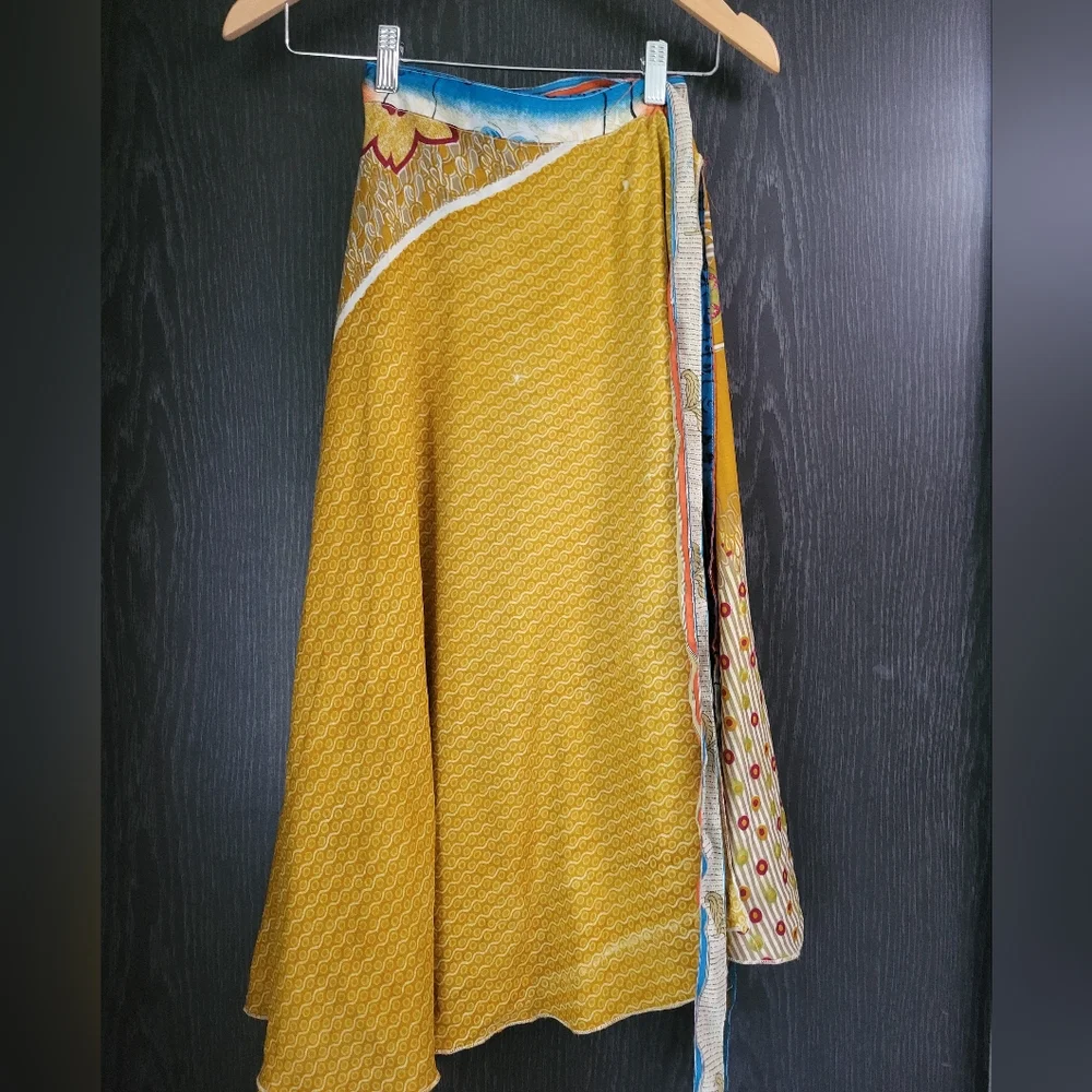 Kariza Yellow and Green A-Line Midi Skirt Or Beach Cover - Picture 9 of 16